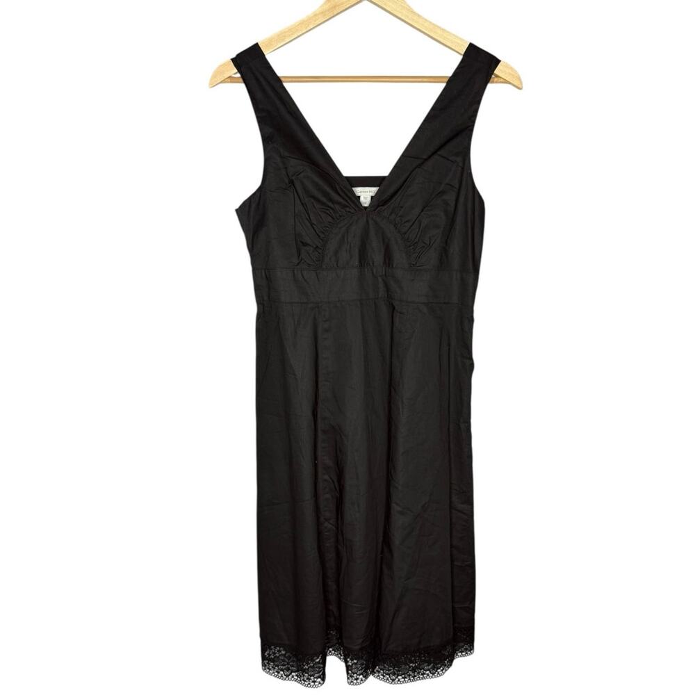 Garnet Hill cotton tank dress with lace trim v neck 10p
